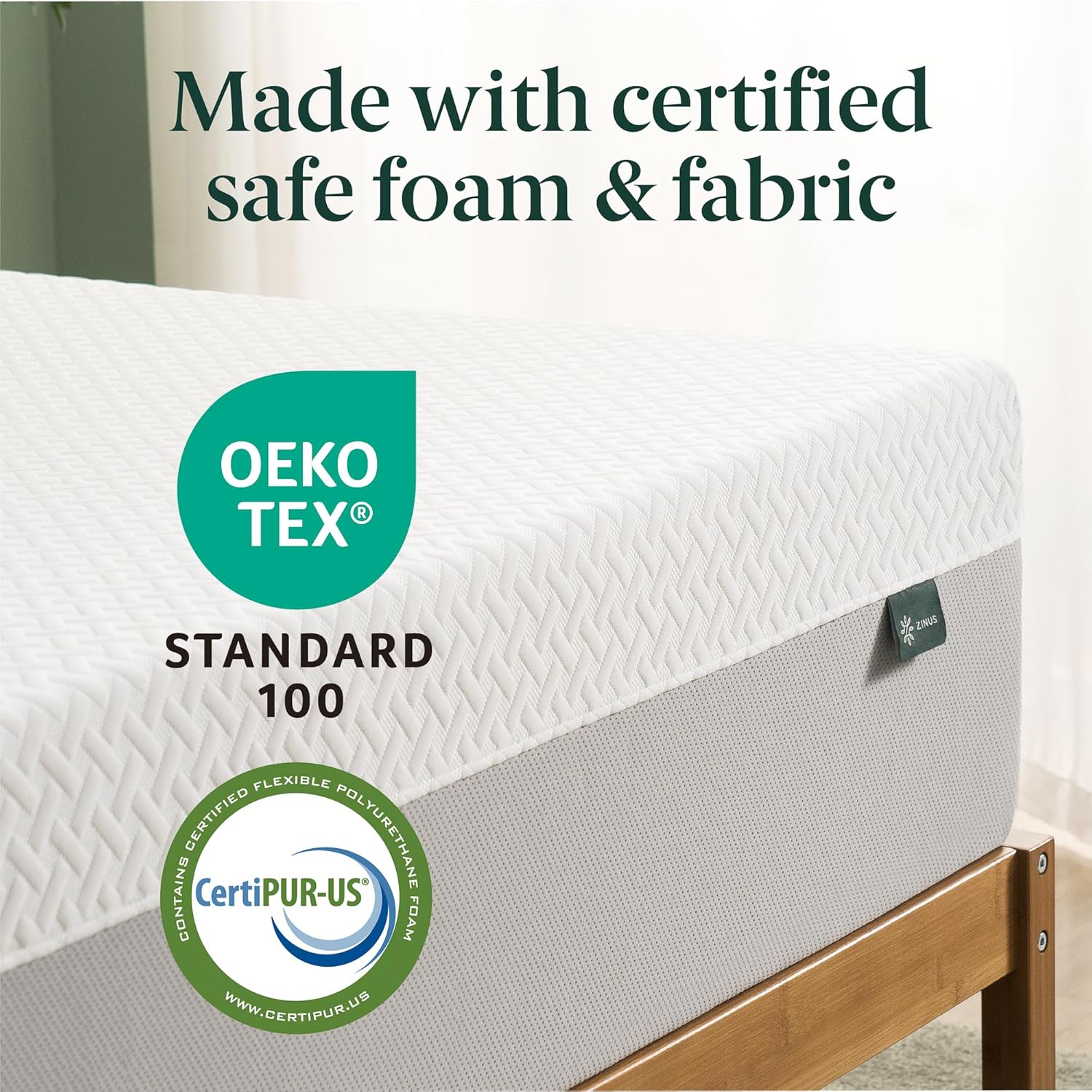 Zinus 10 Inch Green Tea Essential Memory Foam Mattress [New Version], Queen, Fiberglass Free, Medium Feel, Breathable Airflow Memory Foam, Certified Safe Foams & Fabric, Mattress in A Box