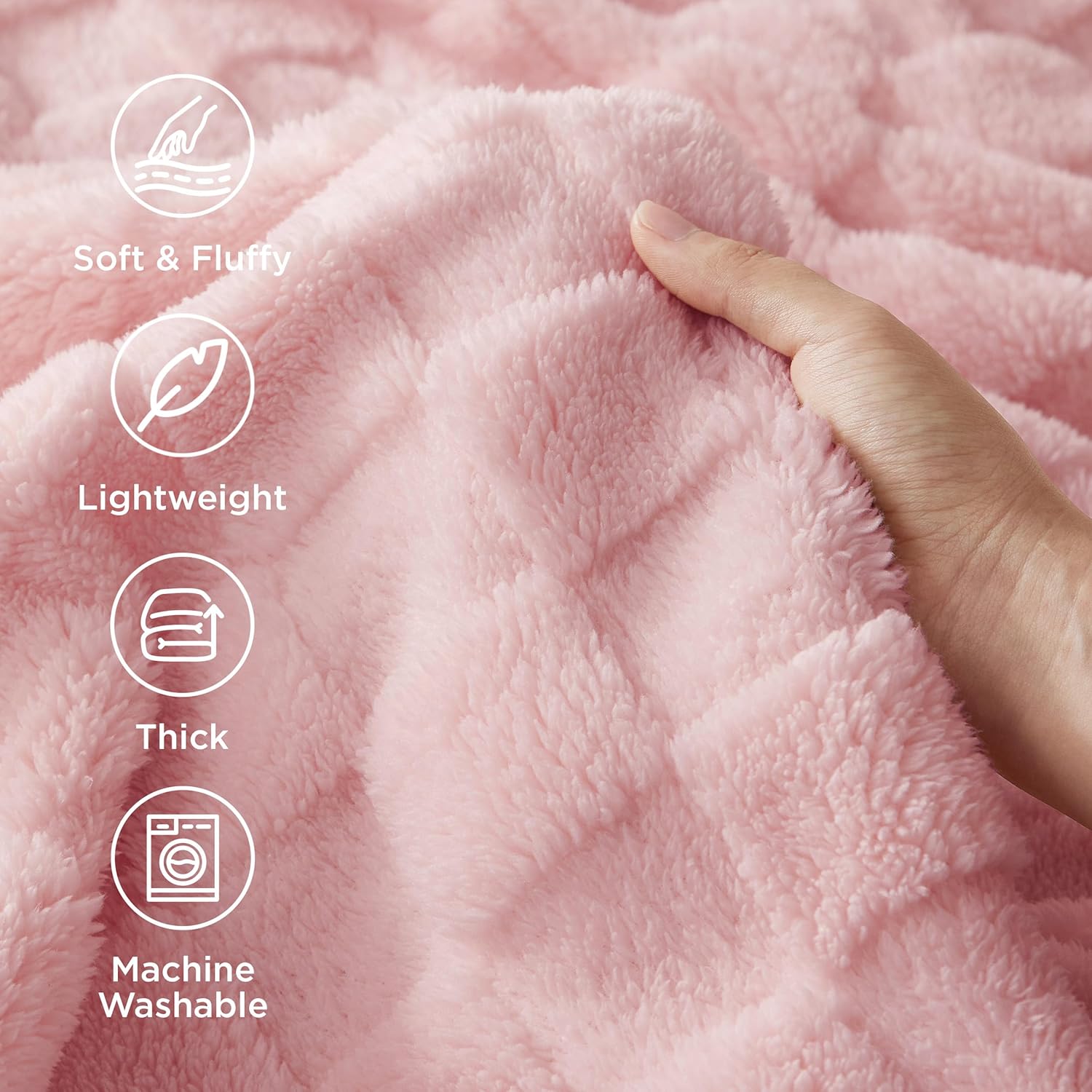 Bedsure GentleSoft Pink Throw Blanket for Couch - Checkered Fleece Blankets, Cute Soft Cozy Throw for Bedroom Home Decor Gifts for Kids Girls, 50x60 Inches