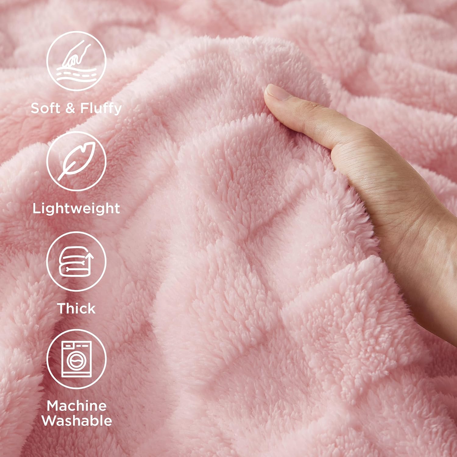 Bedsure GentleSoft Pink Throw Blanket for Couch - Checkered Fleece Blankets, Cute Soft Cozy Throw for Bedroom Home Decor Gifts for Kids Girls, 50x60 Inches