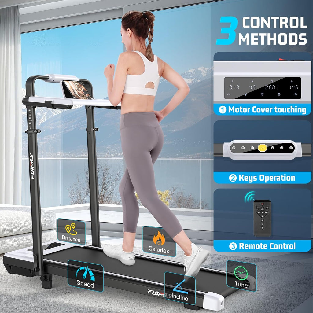 FUNMILY Walking Pad Treadmill with Incline, Foldable Treadmills for Home Office, Portable Walking Pad 300lbs Capacity, Remote Control, Led Touch Screen, 2s Folding Treadmill