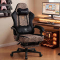 GTPLAYER Gaming Chair with Leopard Print Cat, Cute Velvet Fabric Ergonomic Office Chair with Footrest Headrest and Lumbar Support, Big and Tall Comfortable Video Gamer Chair for Women Gift