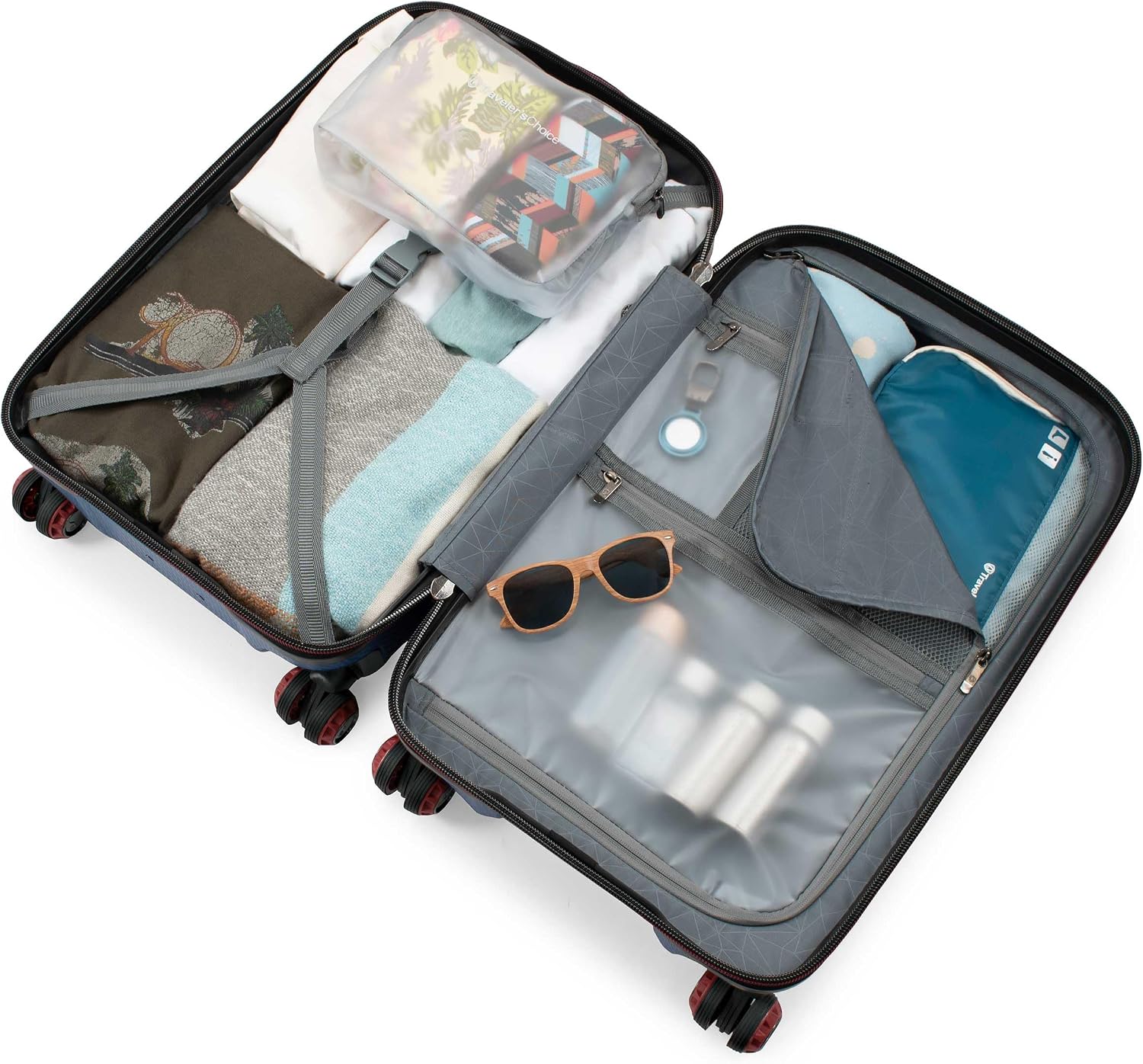 Traveler's Choice Maxporter II Polycarbonate Hardside Trunk with Spinner Wheels, Navy, 22-Inch Carry-on Luggage