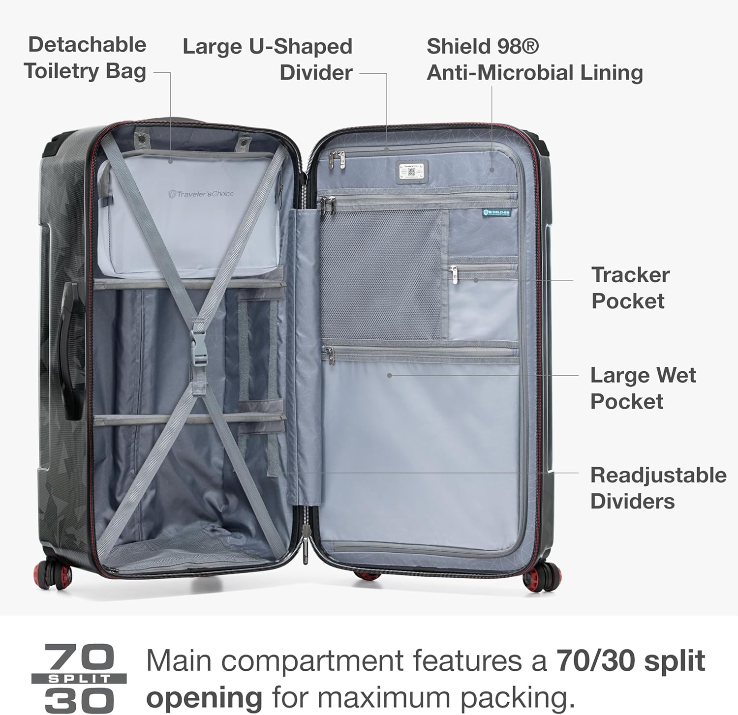 Traveler's Choice Maxporter II Polycarbonate Hardside Trunk with Spinner Wheels, Gray Camo, 31-Inch Large Trunk