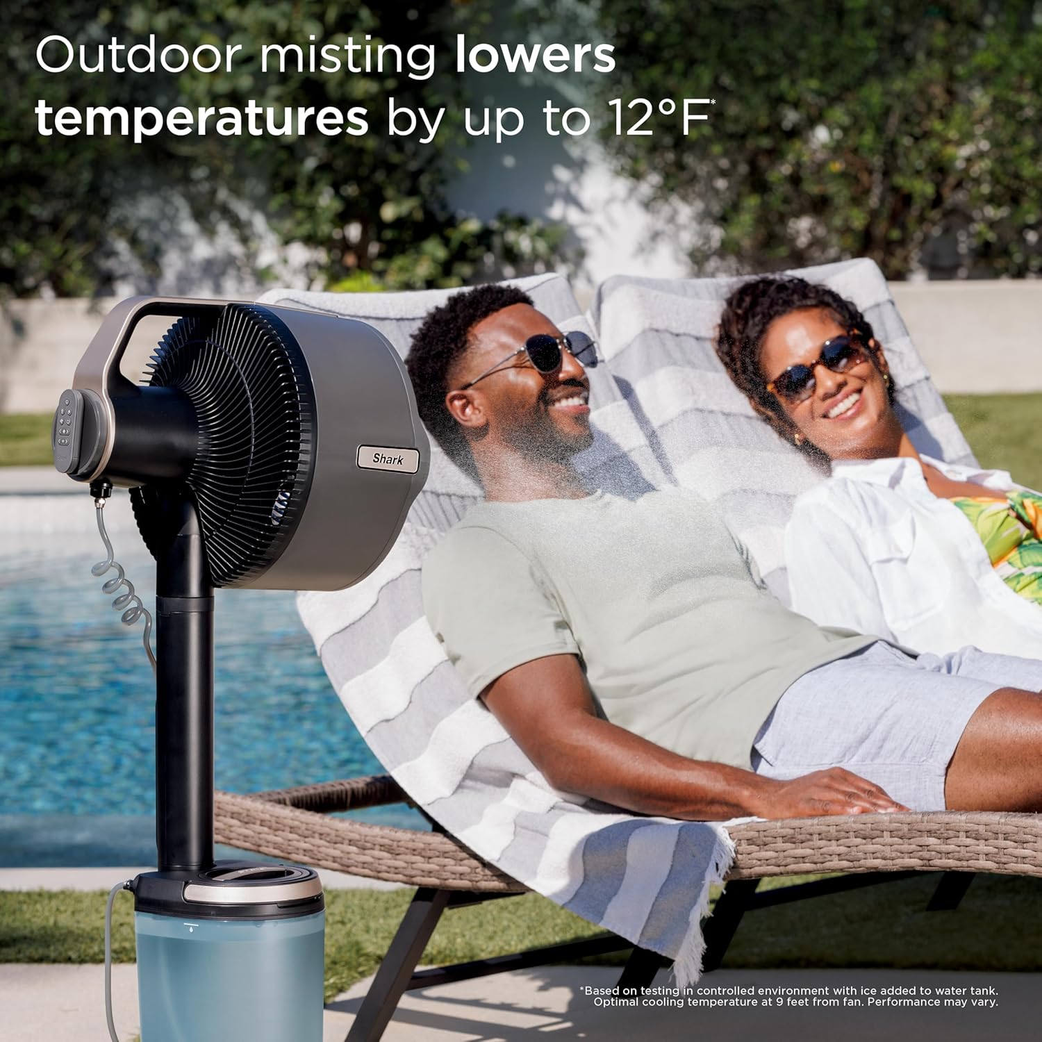 Shark FlexBreeze Pro Mist Fan, Indoor & Outdoor Oscillating Cooling Fan with Misting for Home & Patio, Floor & Tabletop, Portable Cordless & Corded, 24Hr Battery, Remote, Charcoal Grey, FA302