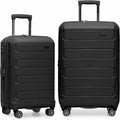 Traveler's Choice Pagosa Hardshell Expandable Luggage with Spinner Wheels, Black, 2-Piece Set (22/27)