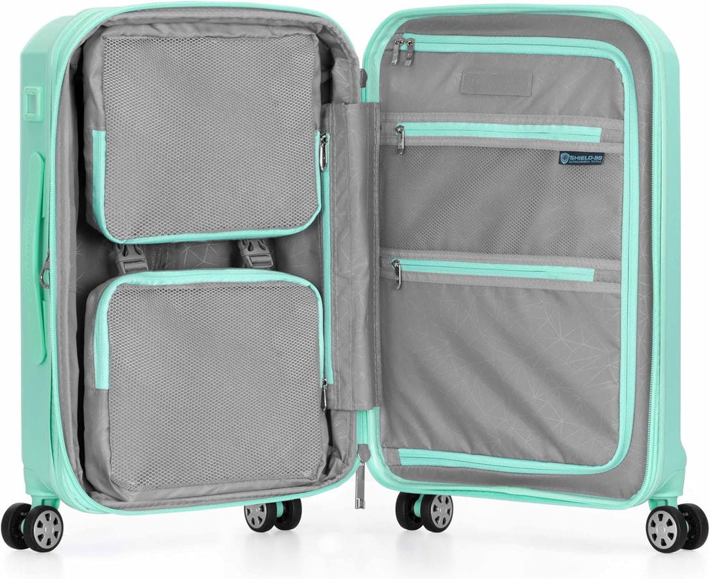 Traveler's Choice Pagosa Hardshell Expandable Luggage with Spinner Wheels, Mint, 22-Inch Carry-on