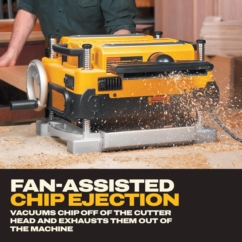 DEWALT Thickness Planer, 13-inch Wood Planer, Three Knife Two Speed, 15 Amp, 20,000 RPM Motor (DW735X)