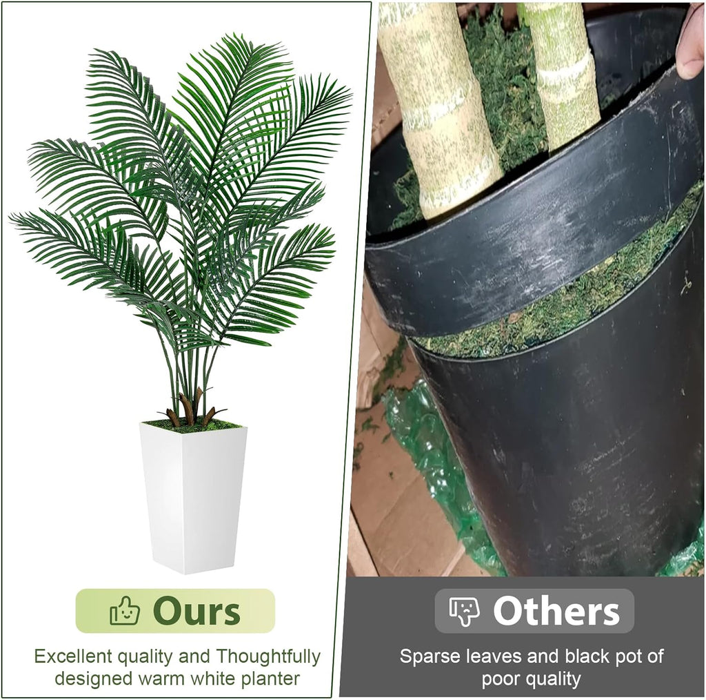 VIVATREES Palm Tree 5FT Artificial, 60in Tall Faux Palm Tree with 15.7 White Planter, Fake Potted Tree for Indoor & Outdoor Home Office Decor
