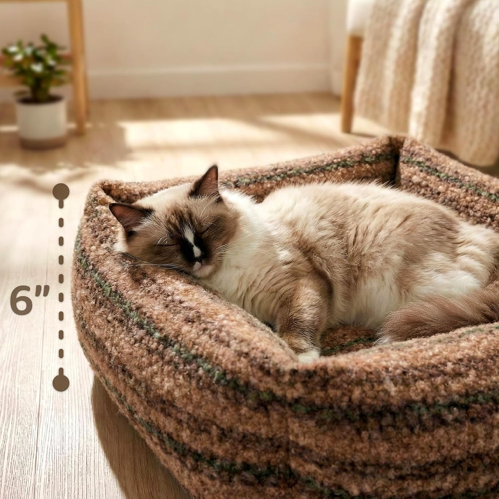 WESTERN HOME WH Dog Beds for Small Dogs & Cat, Washable Cat Bed - High Back Support Pet Sofa with Sides, Soft Small Pet Bed with Anti Slip Bottom, 20inch, Brown