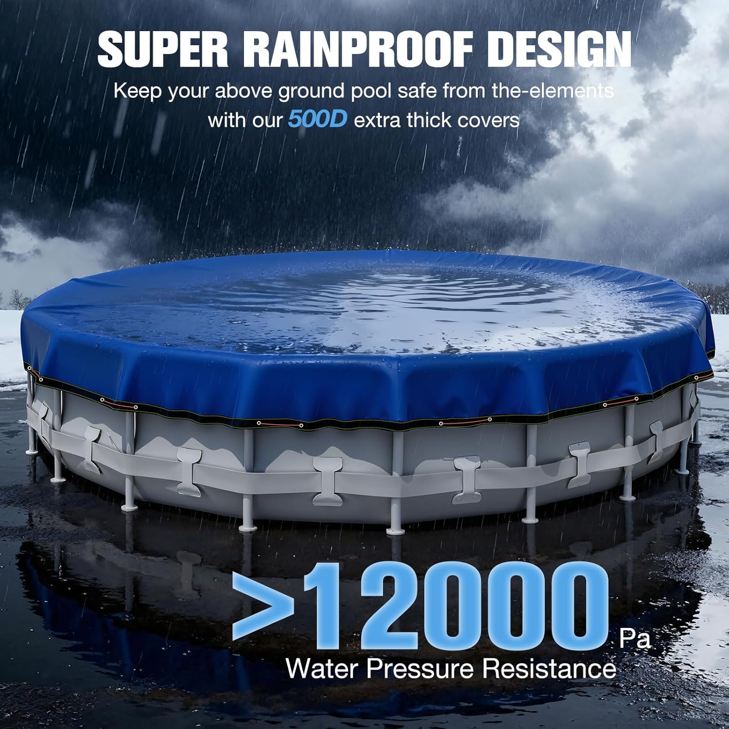 Upgrade 18 ft Round Pool Cover,500D Thick&Durable Above Ground Winter Pool Cover,Round Swimming Pool Cover,Pool Tarp for Above Ground Pool Cover w/Cable System,UV&Cold Resistant Winterize Pool Covers