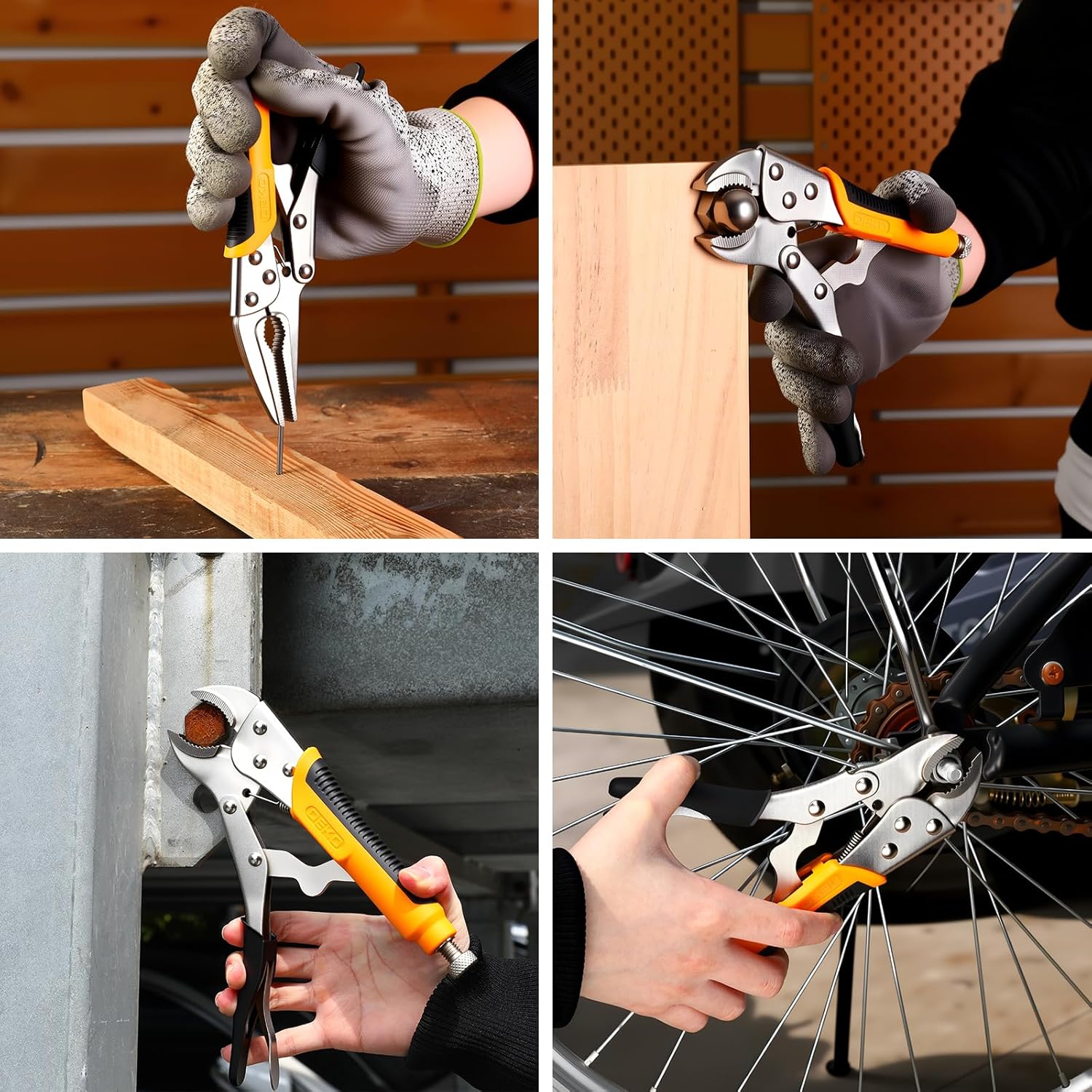 DEKOPRO 3-Piece Locking Pliers, Locking Jaw Plier, Vice Grips with Cr-V, 7" and 10" Curved Jaw Plier, 6-1/2" Long Nose Plier