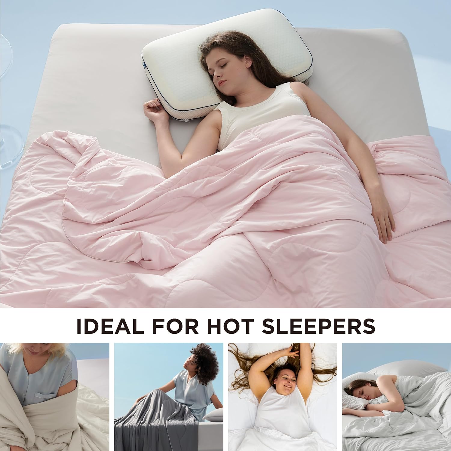 Bedsure Cooling Blankets for Hot Sleepers - Cooling Comforter, Cold Summer Blanket Queen Size for Bed, Ice Breathable and Lightweight Gift for Night Sweats, Pink, 90x90 Inches