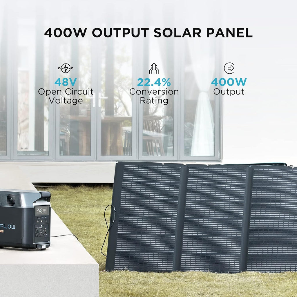 EF ECOFLOW 400W Portable Solar Panel, Foldable & Durable, Complete with an Adjustable Kickstand Case, Waterproof IP68 for Outdoor Adventures