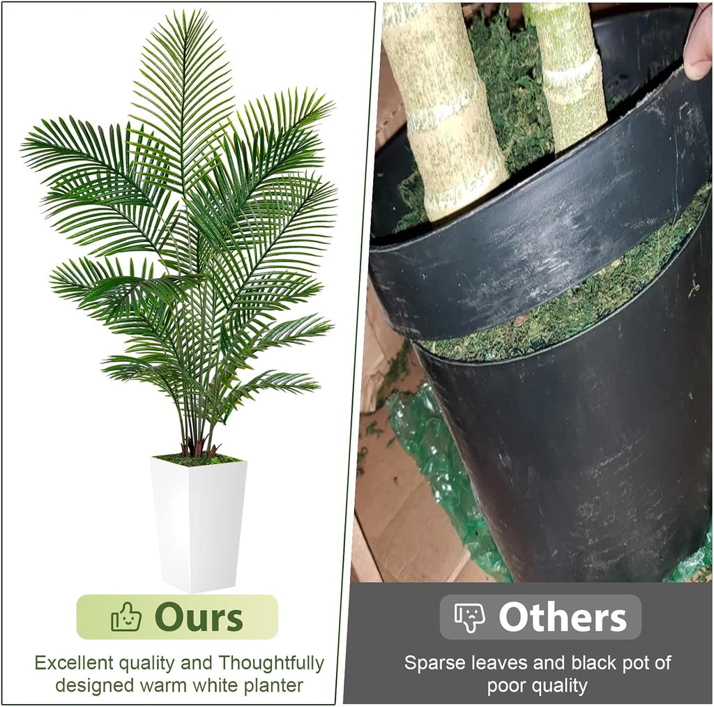 VIVATREES Palm Tree 6FT Artificial, 72in Tall Faux Palm Tree with 15.7 White Planter, Fake Potted Tree for Indoor & Outdoor Home Office Decor