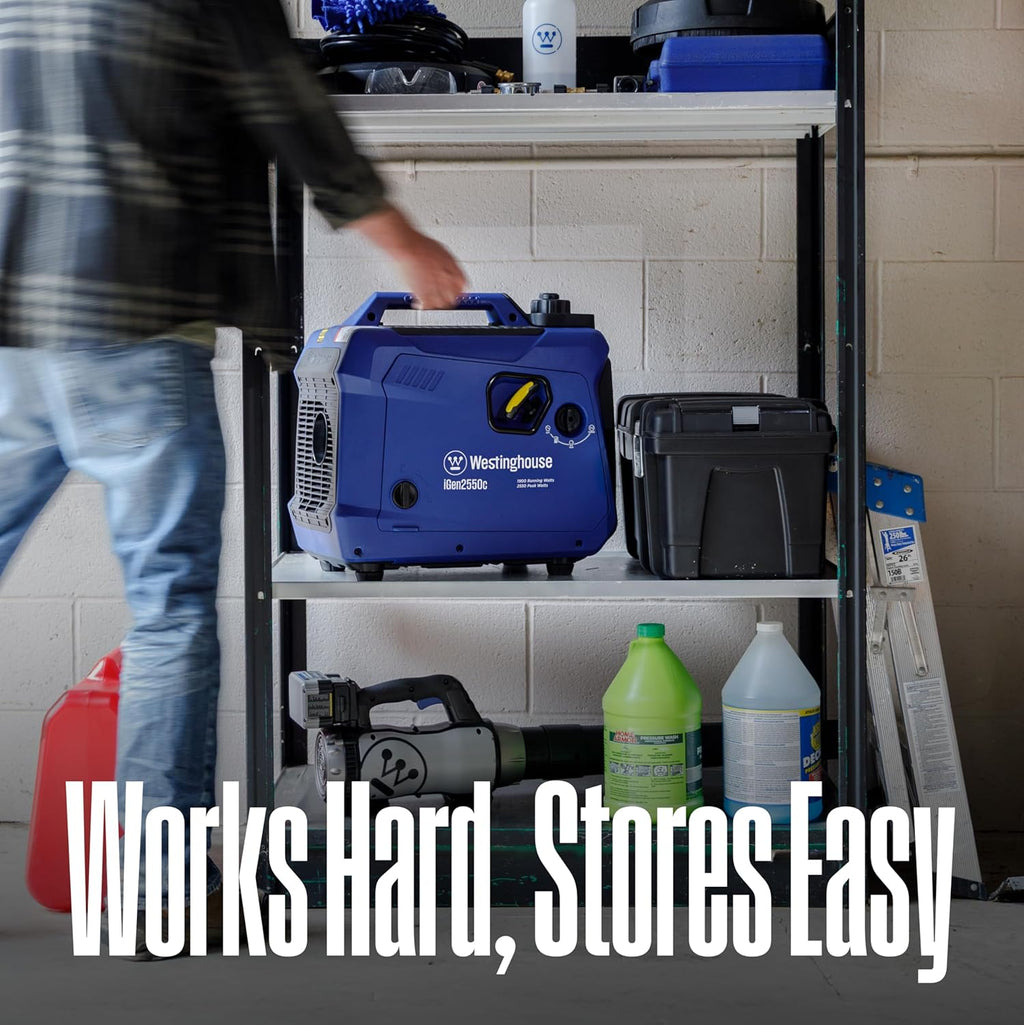 Westinghouse 2550 Peak Watt Super Quiet & Lightweight Portable Inverter Generator, RV Ready 30A Outlet, Gas Powered, CO Sensor, Parallel Capable, Long Run Time,Blue