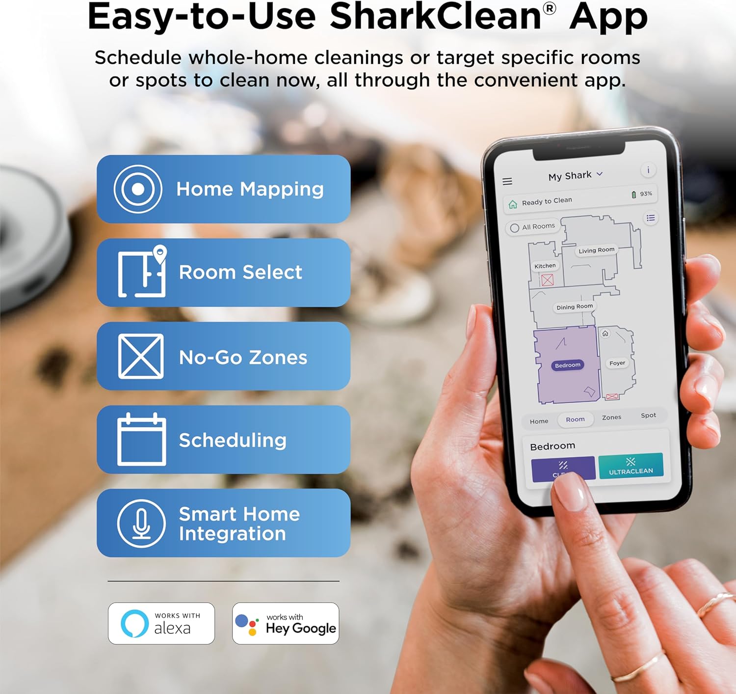 Shark Matrix Clean | Robot Vacuum Cleaner with Powerful Suction for Pet Hair, Rugs, Carpets & Hard Floors | Self-Empty Base | 60-Day Capacity | Voice Control | LiDAR Navigation | White | AV2511AE