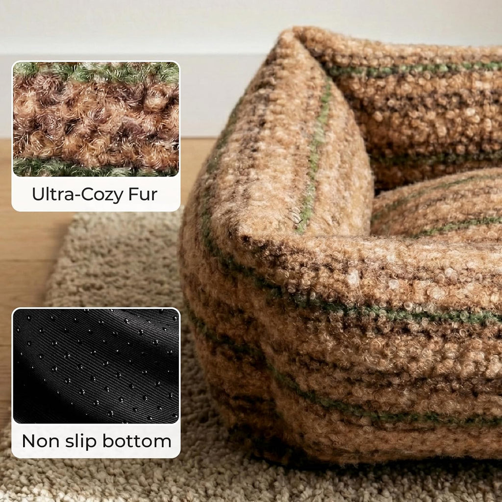 WESTERN HOME WH Dog Bed Medium Size Dogs - Washable Medium Dog Bed, High Back Support Pet Sofa with Sides, Soft Pet Beds with Anti Slip Bottom, 30inch, Brown