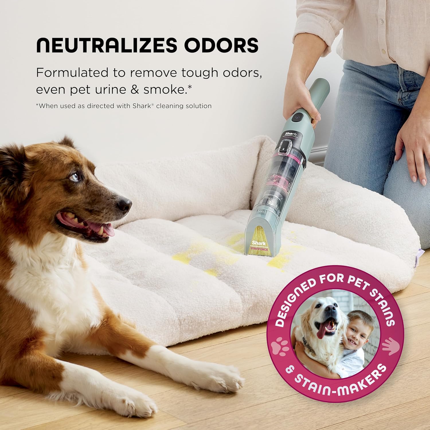 Shark StainForce Cordless Spot Cleaner, Dual-Activated Easy Spray Formula, OXY-Powered Stain Cleaning, Indoor + Outdoor, Carpets, Upholstery, Car Seats & Stairs, Pet Urine & Odor Remover, HX101
