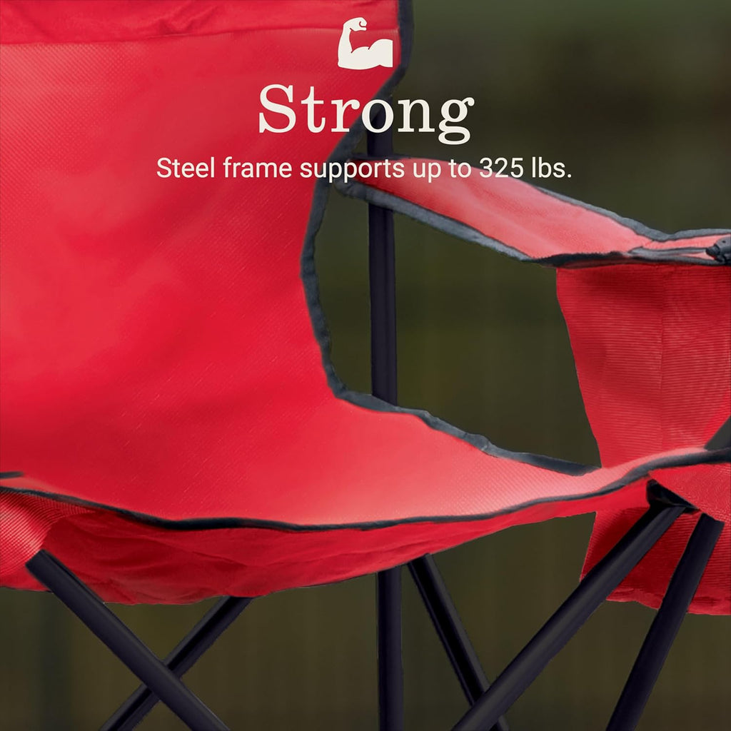 Coleman Portable Camping Chair with 4-Can Cooler, Cushioned Seat & Back with Side Pockets & Cup Holder, Carry Bag Included, Great for Camping, Tailgating, Firepits, Patio, & More