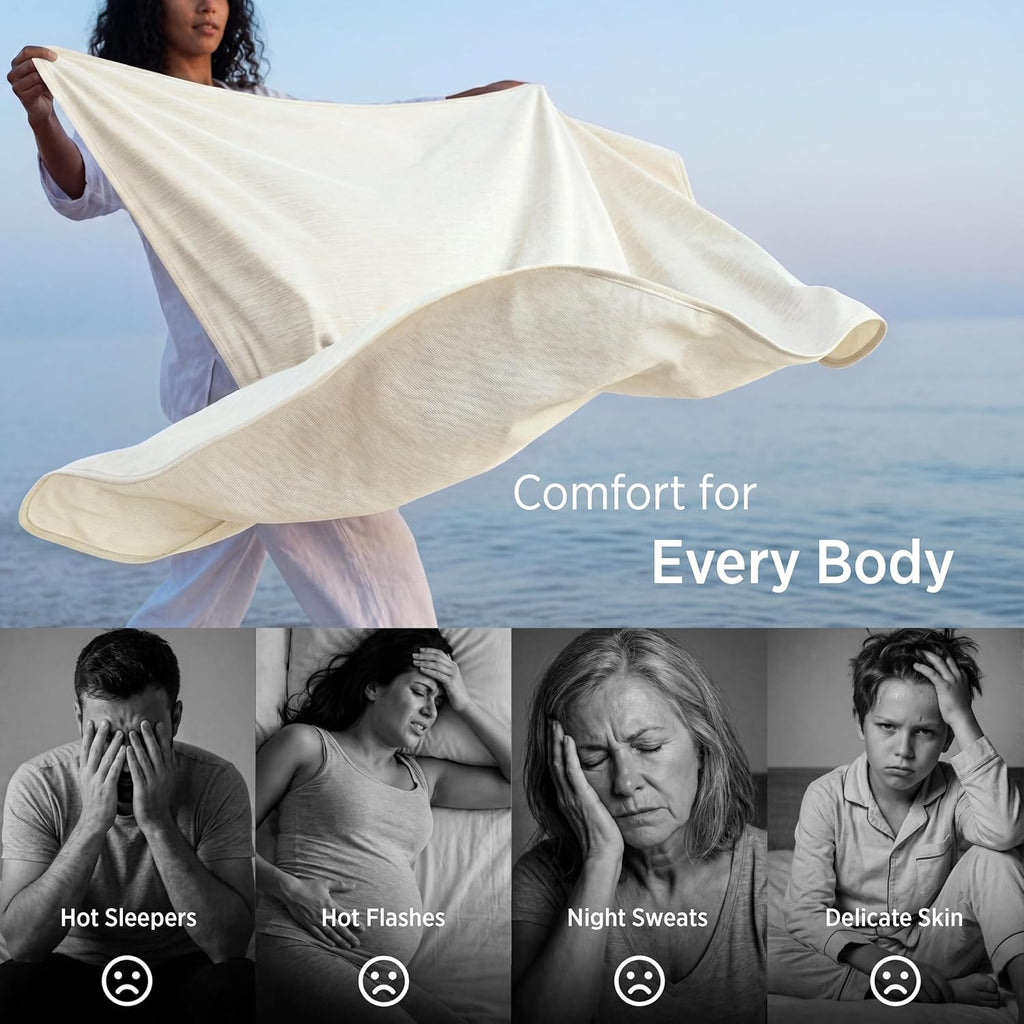 Bedsure Off White Cooling Blanket for Hot Sleepers - Summer Cold Throw Blanket for Bed, Arc-Chill Lightweight Summer Bedding, Cool Thin Ice Cold Cooled Throws with Rayon Derived from Bamboo, 50x70