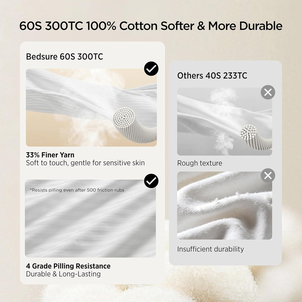 Bedsure Bed Pillows Queen Size Set of 2, Hotel-Quality Down Alternative Gusseted Pillows, PureWoven 100% Cotton Shell, Dual Chamber Construction for Fluffy Support, Ideal for Back & Stomach Sleepers