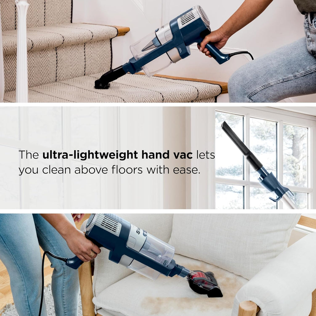Shark Stratos | Corded Stick Vacuum Cleaner for Carpet & Hard Floors | Lightweight Hand Vacuum for Pet Hair with DuoClean PowerFins HairPro | Self-Cleaning Brushroll | 4 Accessories | Navy | HZ3002