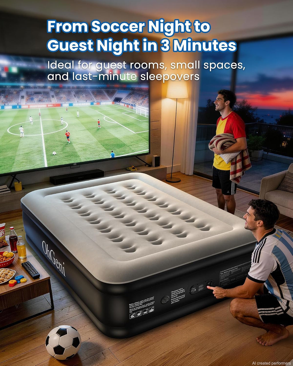 OhGeni Air Mattress Full with Built in Pump, 18" Raised Inflatable Blow up Mattress, Family Choice Award Winner, Portable Foldable Bed with Upgraded Surface for Home & Camping, 600 lbs