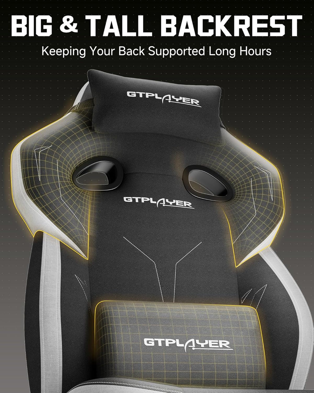 GTPLAYER Big & Tall Gaming Chair, 90°-155° Adjustable Reclining Office Seat with Footrest, Ergonomic Comfy Computer Desk Chair for Adults, Home Office Gaming Study Use, Black