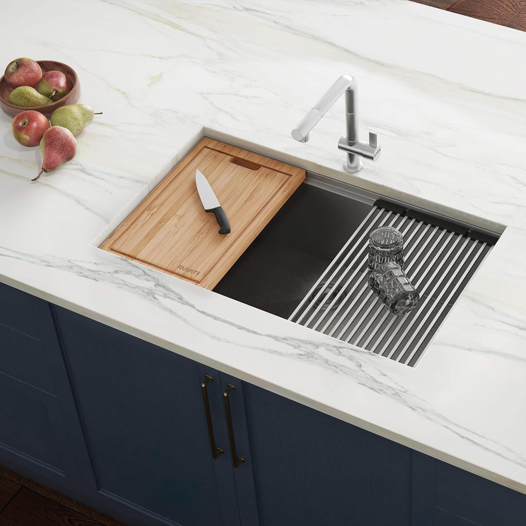Ruvati 17.25 x 11 inch Bamboo Cutting Board for Ruvati Workstation Sinks - RVA1217BAM