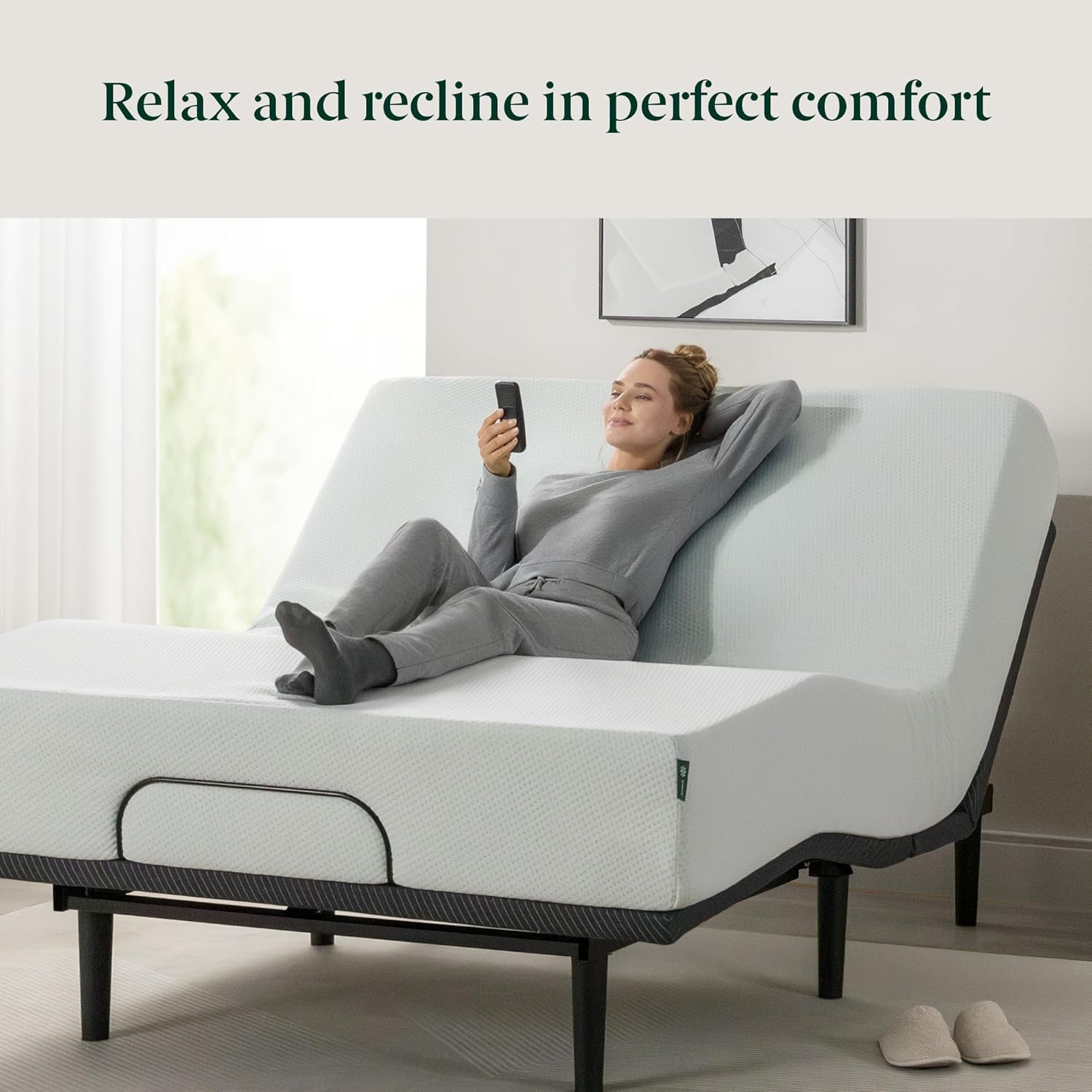 Zinus Nadia Adjustable Bed Frame, Electric Reclining Platform Bed Base, 5-Function Wireless Remote, Independent Head and Foot Incline, Easy, Tool-Free Assembly, Queen