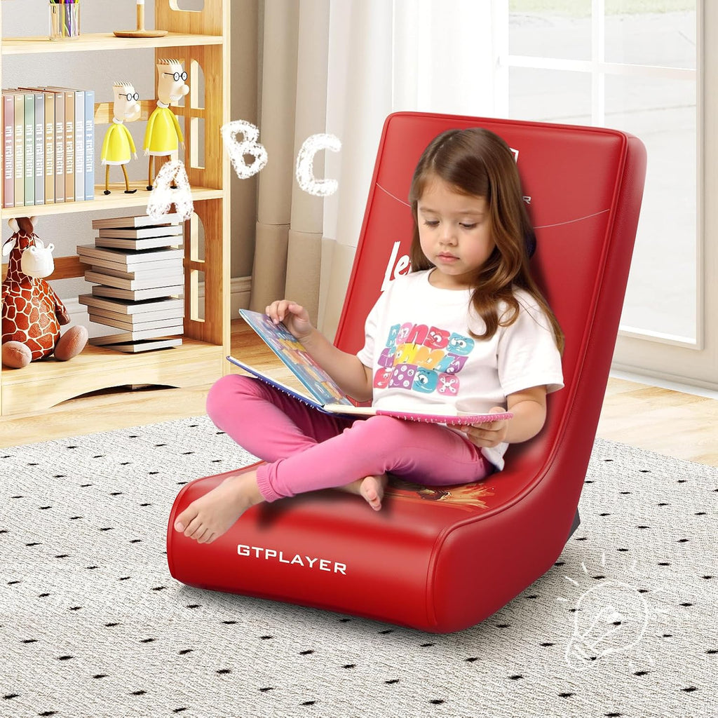 GTPLAYER Gaming Floor Rocking Chair – Rocker Floor Game Chair with Angle Limiter, Stylish Patterned Design, Comfortable Video Game Seat, Red Football Pattern
