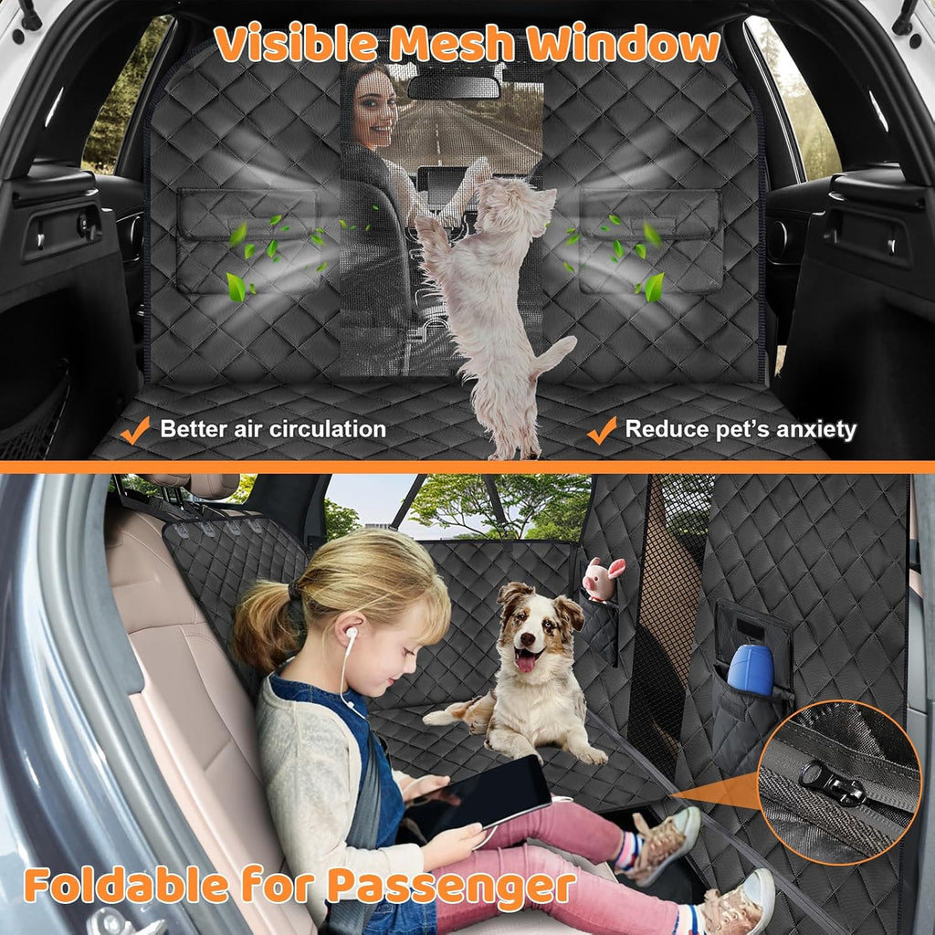URPOWER 2026 Upgraded Back Seat Extender for Dogs - Large Hard Bottom Dog Car Seat Cover Holds 550lbs, Waterproof Dog Hammock Pet Bed with High-Density Foam Non-Slip Backseat Protector