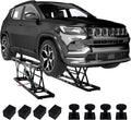 SPECRAFT 7000 LBS Portable Car Lift, Heavy-Duty Hydraulic Quick Jack with 25.4" Max Height, Multi-Safety Lock Bars & Wheels, Adjustable Scissor Lift for Cars, SUVs, Light Trucks, Garage Use, Black