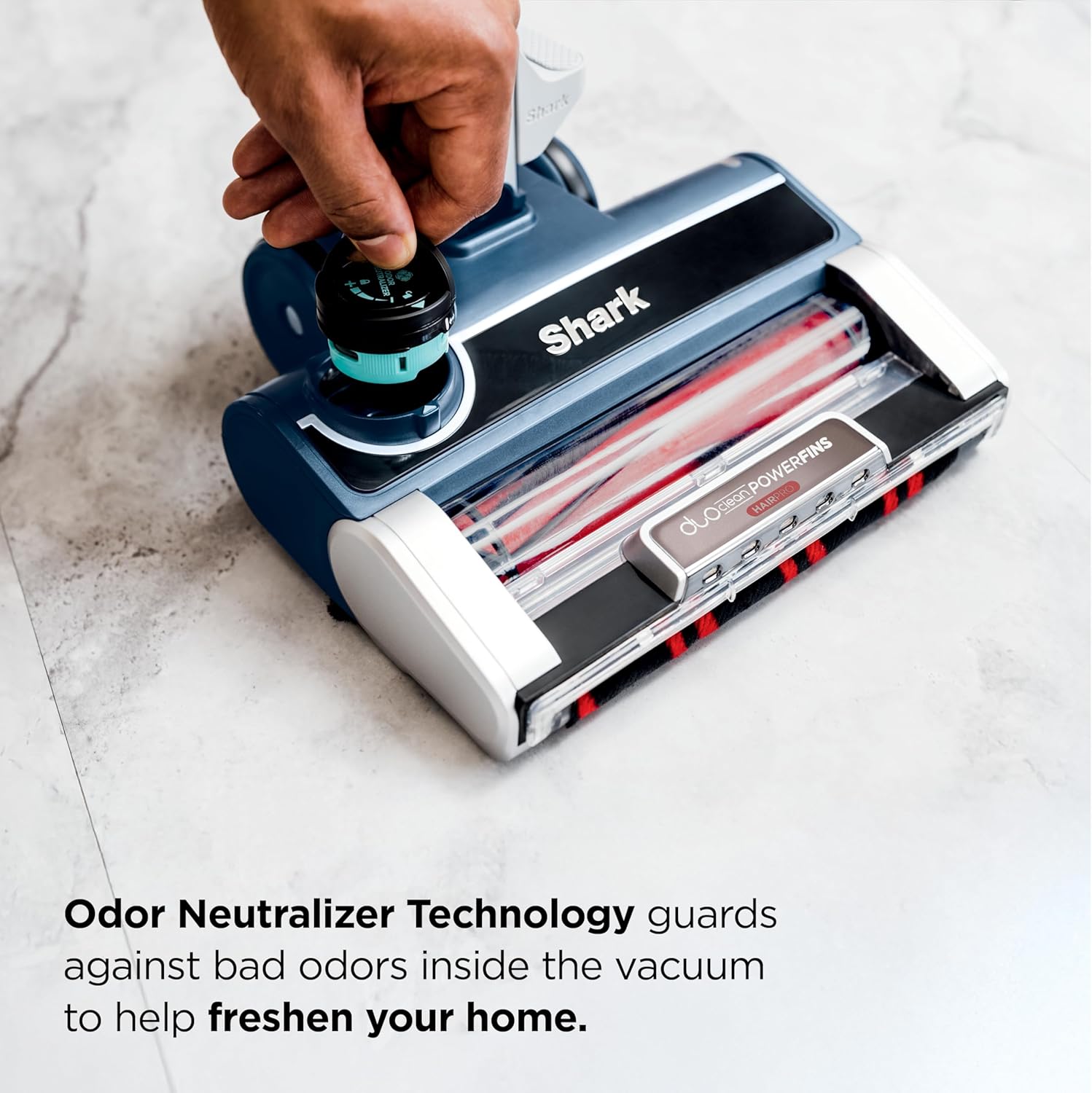 Shark Stratos | Corded Stick Vacuum Cleaner for Carpet & Hard Floors | Lightweight Hand Vacuum for Pet Hair with DuoClean PowerFins HairPro | Self-Cleaning Brushroll | 4 Accessories | Navy | HZ3002
