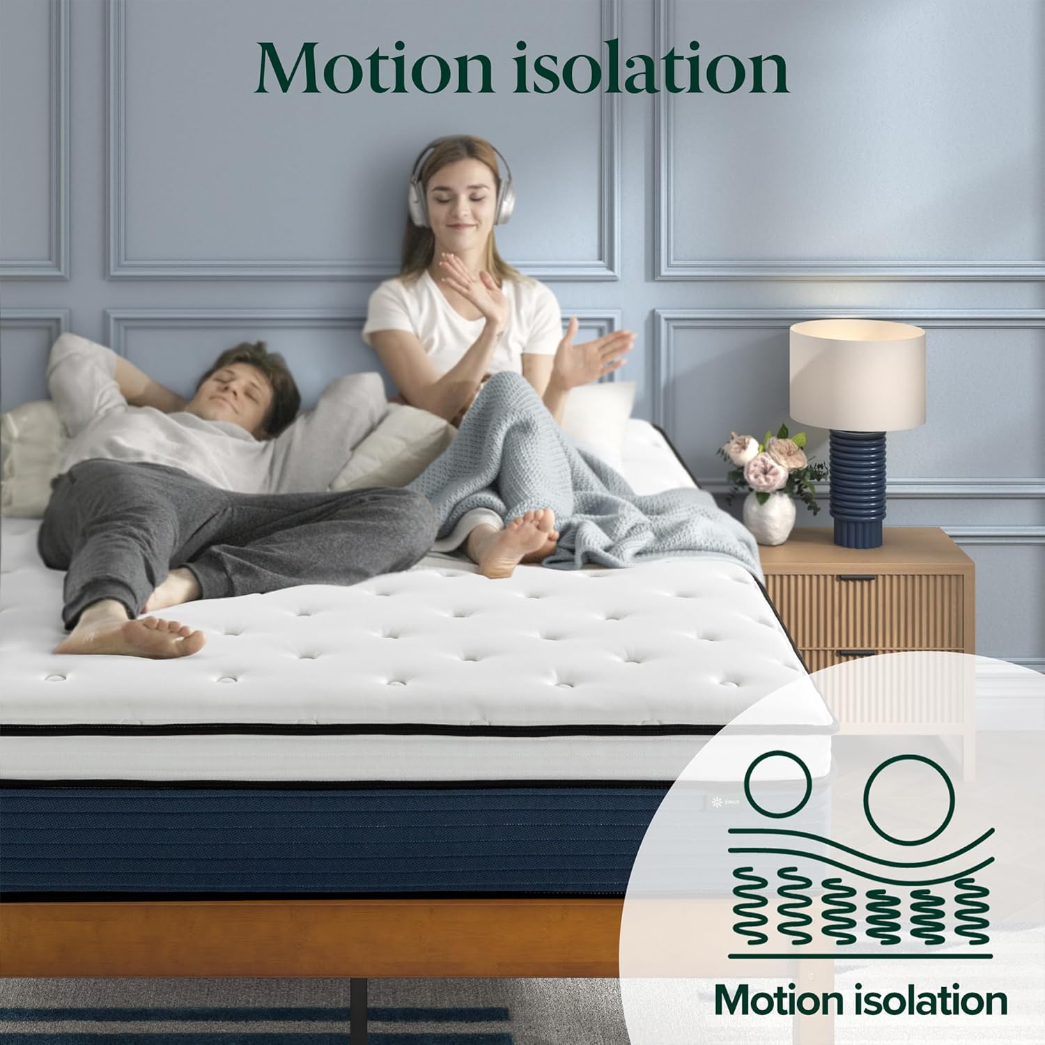 Zinus 12 Inch Comfort Support Hybrid Mattress [New Version], Queen, Fiberglass Free, Medium Plush, Motion Isolation, Certified Safe Foams & Fabric, Mattress in A Box