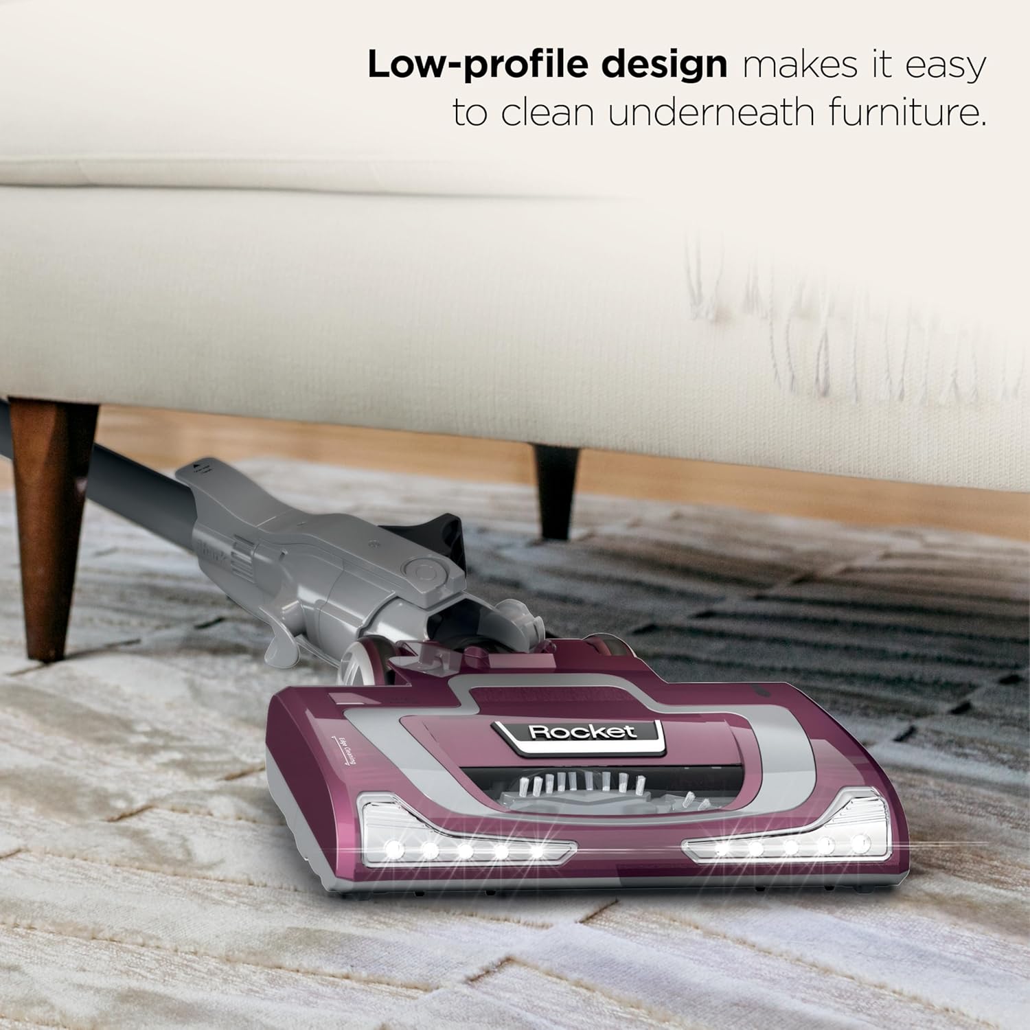 Shark Rocket Pet Plus | Corded Stick Vacuum Cleaner for Carpet, Rugs & Hard Floors | Lightweight Hand Vacuum for Pet Hair | LED Headlights | XL Dust Cup | 2 Attachments | Bordeaux/Silver | HV322