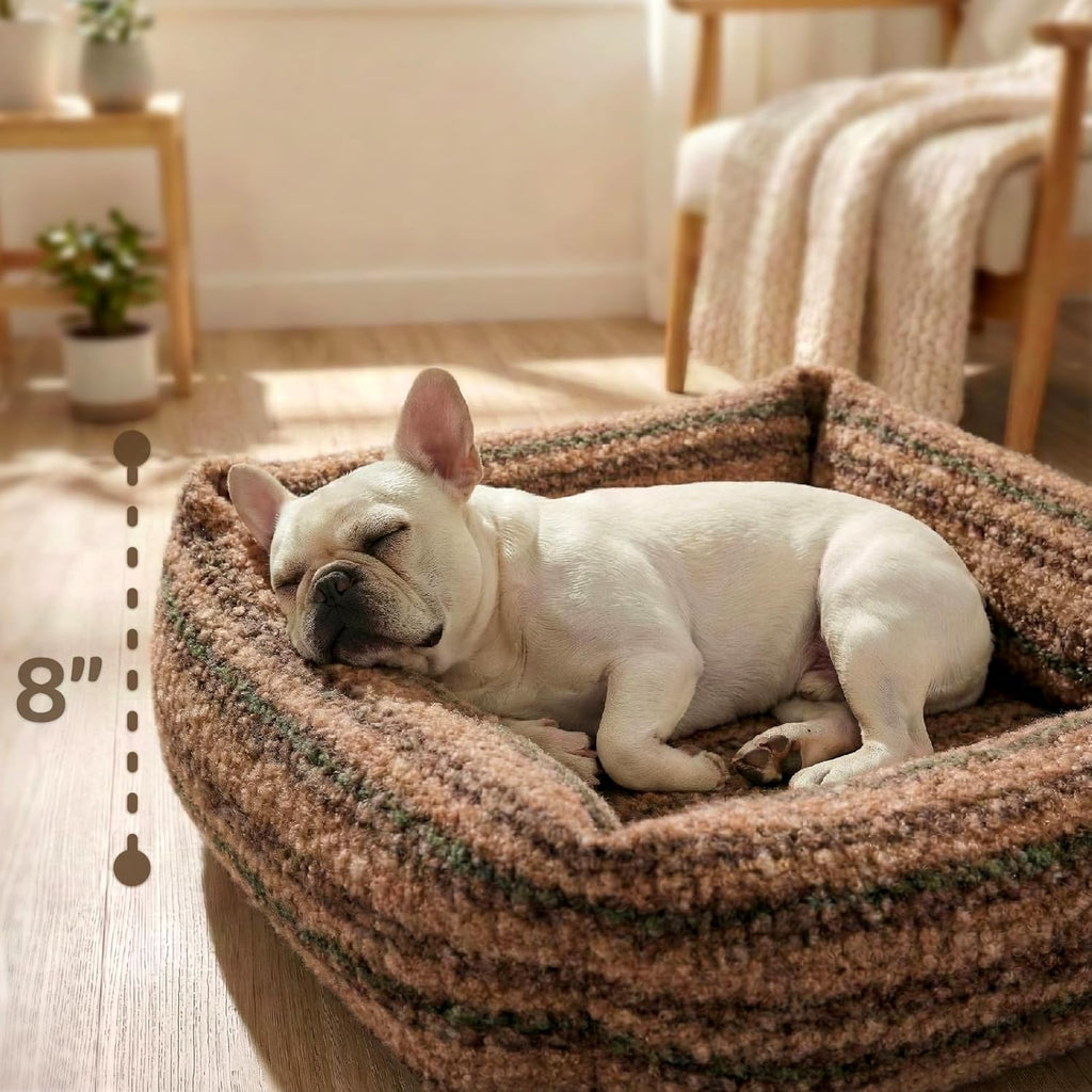 WESTERN HOME WH Dog Bed Medium Size Dogs - Washable Medium Dog Bed, High Back Support Pet Sofa with Sides, Soft Pet Beds with Anti Slip Bottom, 30inch, Brown