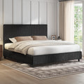 AMERLIFE Full Bed Frame, Upholstered Metal Platform Bed with Vertical Channel Tufted Headboard, Soft Fabric & Strong Metal Slats, Noise-Free/Easy Assembly, Black Full Upholstered Bed and Headboard