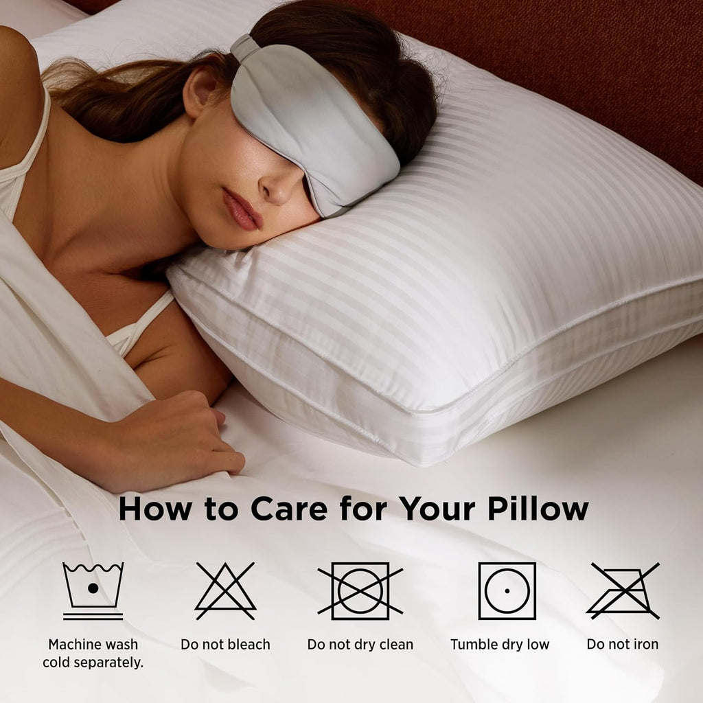 Bedsure Bed Pillows Queen Size Set of 2, Hotel-Quality Down Alternative Gusseted Pillows, PureWoven 100% Cotton Shell, Dual Chamber Construction for Fluffy Support, Ideal for Back & Stomach Sleepers