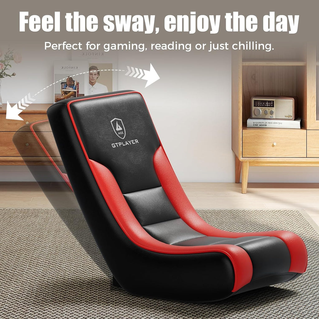 GTPLAYER Floor Rocker Gaming Chair – Adjustable Angle Limiter, Ultra Lightweight Ergonomic Floor Rocking Game Seat for Gaming and Lounging, Red