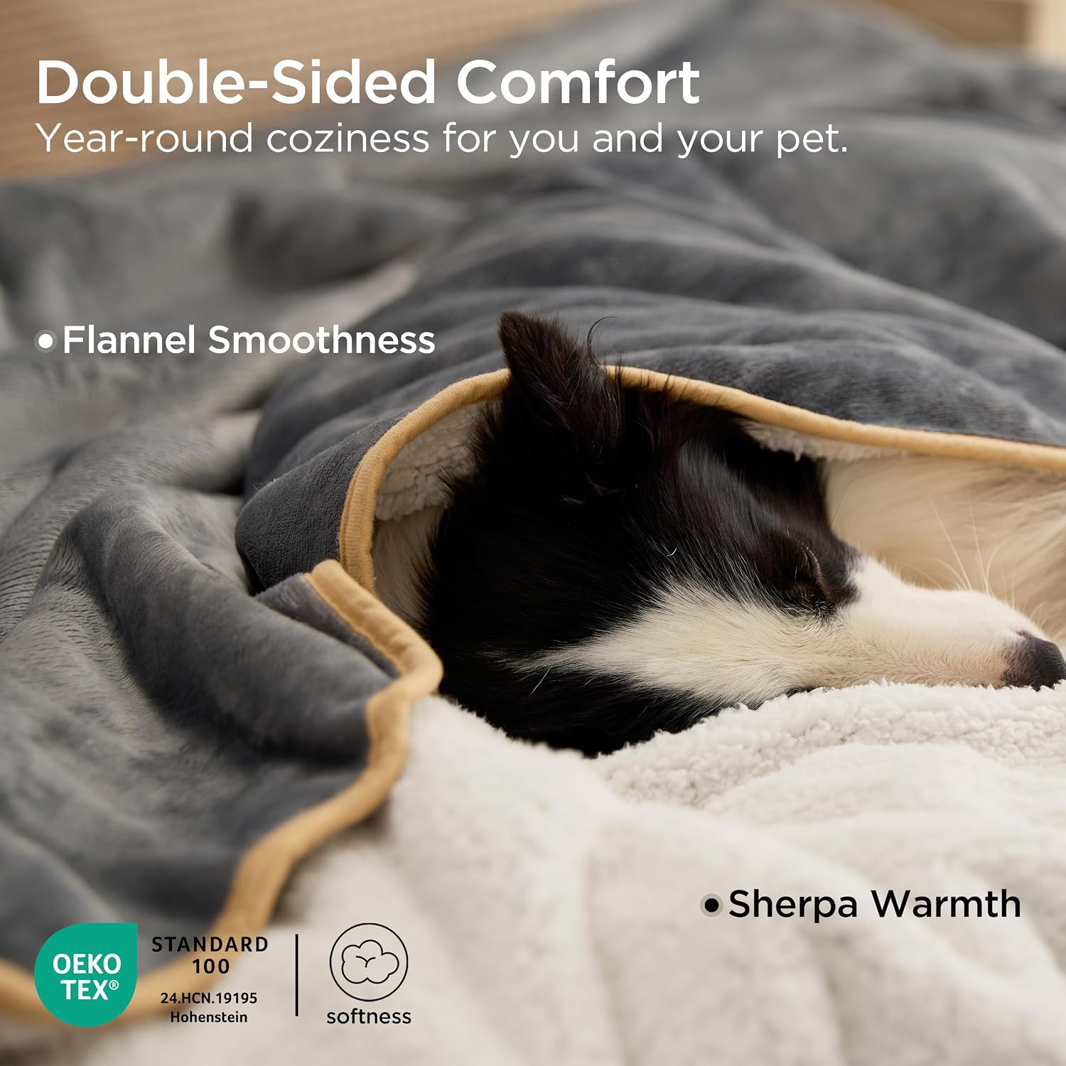 Bedsure Waterproof Dog Blankets for Medium Dogs Washable - Medium Cat Blanket for Couch Protection, Sherpa Fleece Puppy Blanket, Soft Plush Reversible Throw Furniture Protector, 30"X40", Grey