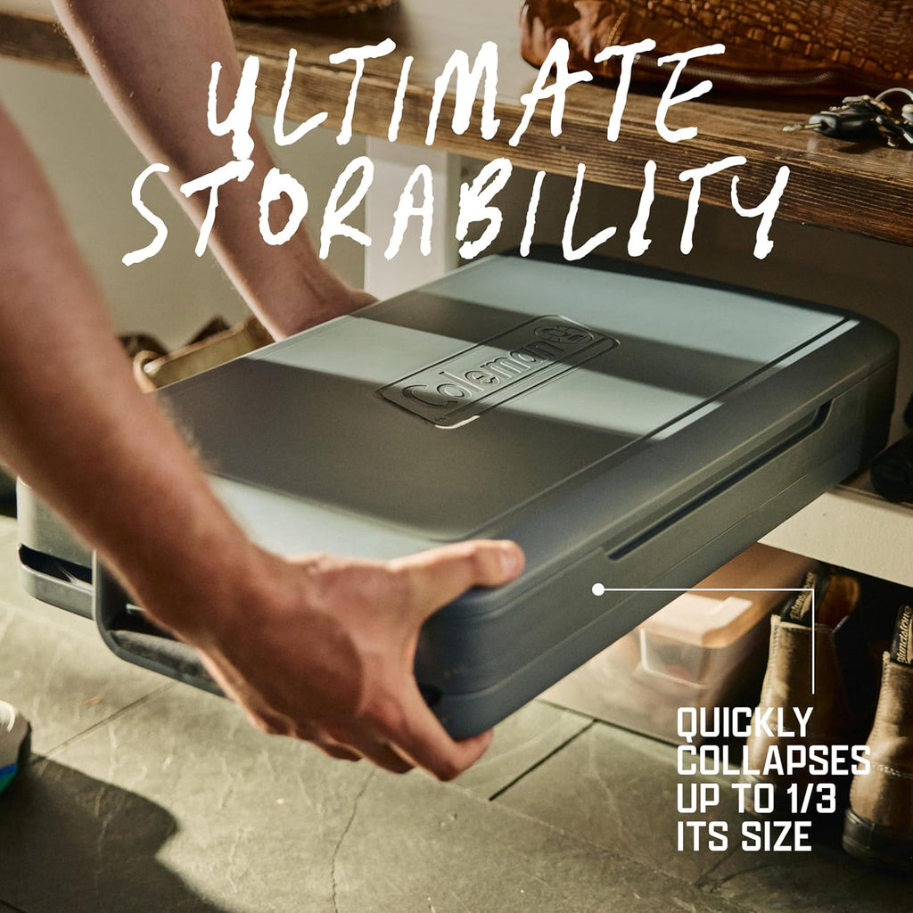 Coleman Snap 'N Go 45-Quart Collapsible Hard Cooler, Portable Hard-Sided Cooler with Waterproof Removable Liner, Space-Saving & Quick Set Up, 55 Hours Cold, Mussel Grey