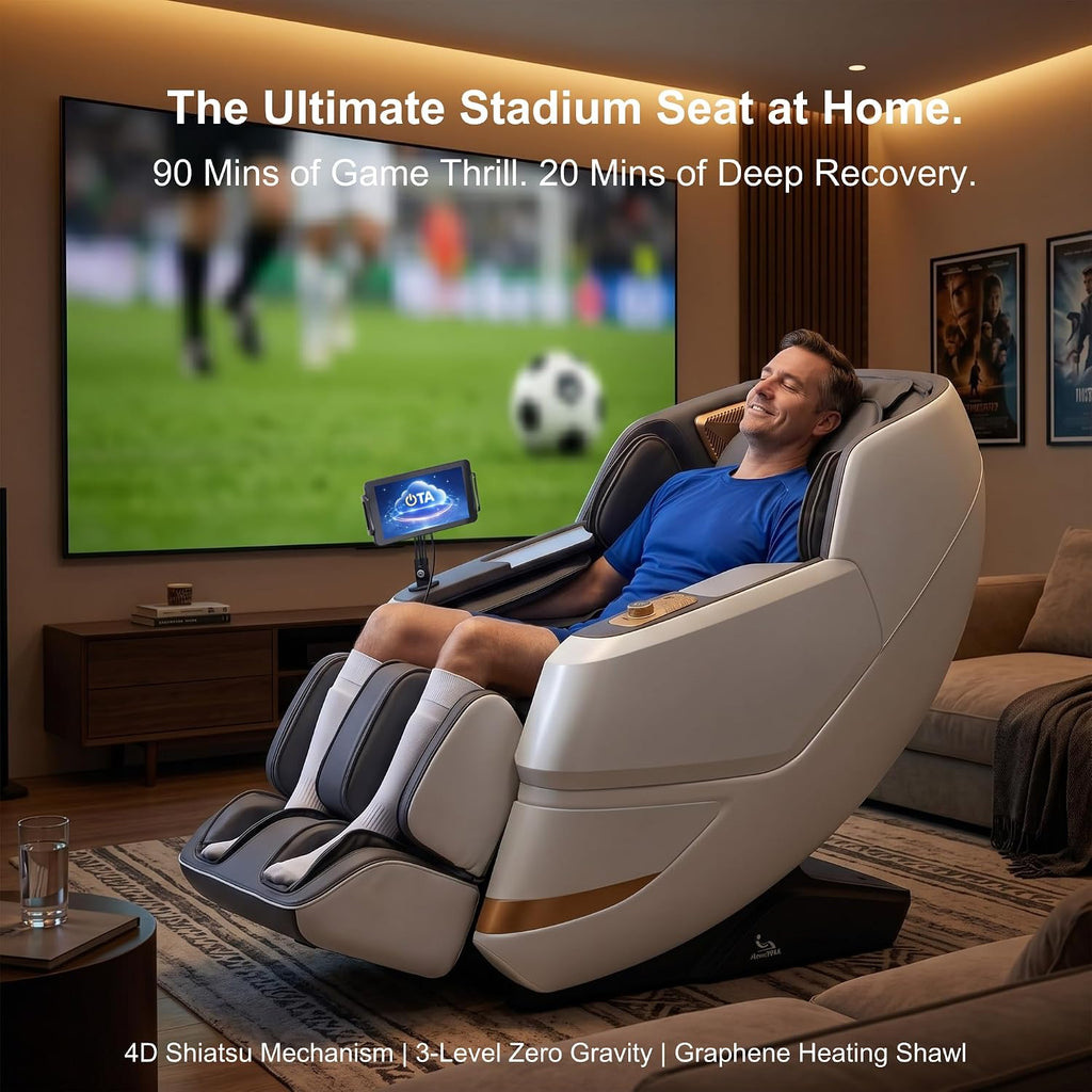 MassaMAX 2026 4D Massage Chair, Full Body Recliner with OTA Cloud Tech, Deep Yoga Stretch, 27 Auto Modes, 55" SL Track, APP & AI Voice Control, Auto Footrest, Zero Gravity, and Heating for Relaxation