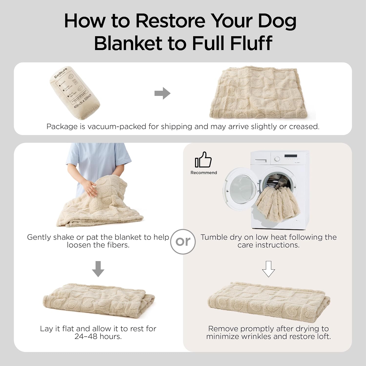 Bedsure Dog Blankets for Medium Dogs Washable - Fluffy Fuzzy Puppy Cat Blanket with Premium 300GSM Coral Fleece Soft for Pet Kitten Doggy, White, 30x40IN