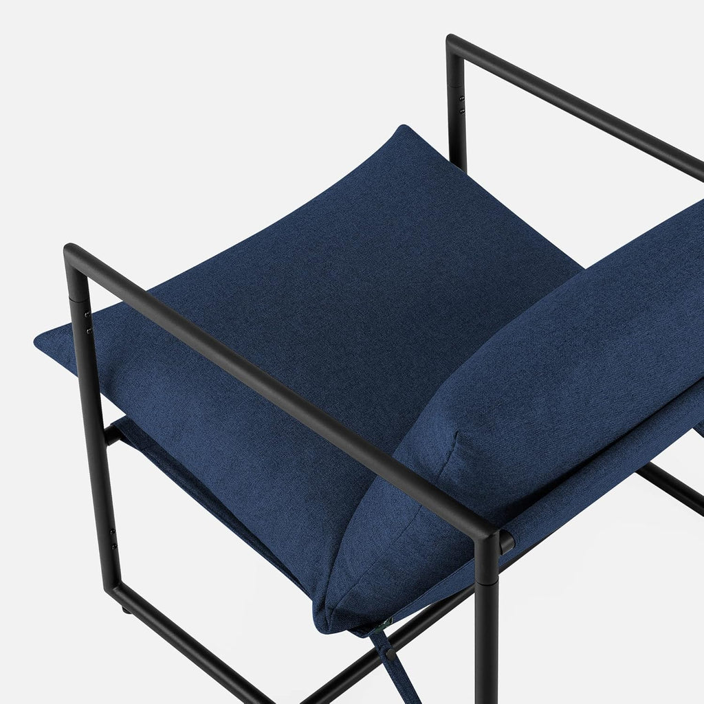 Zinus Aidan Sling Accent Chair, Metal Framed Armchair with Shredded Foam Cushioning, Navy