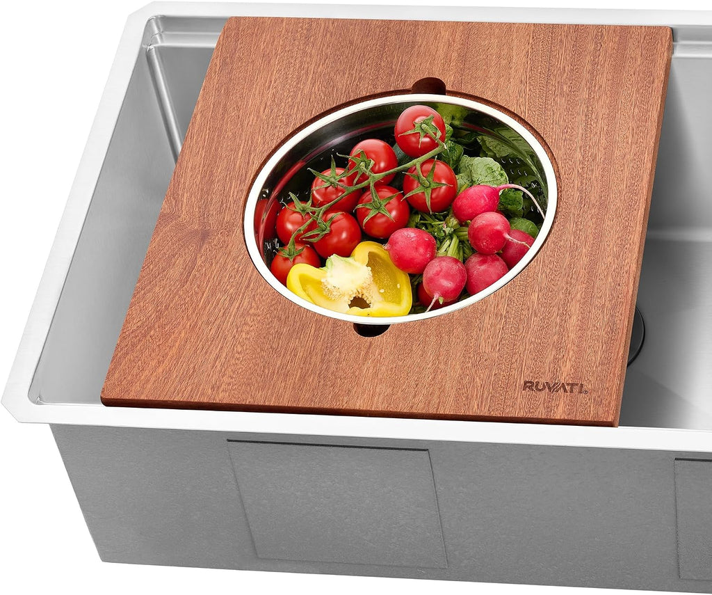 Ruvati Wood Platform with Mixing Bowl and Colander (complete set) for Workstation Sinks - RVA1288