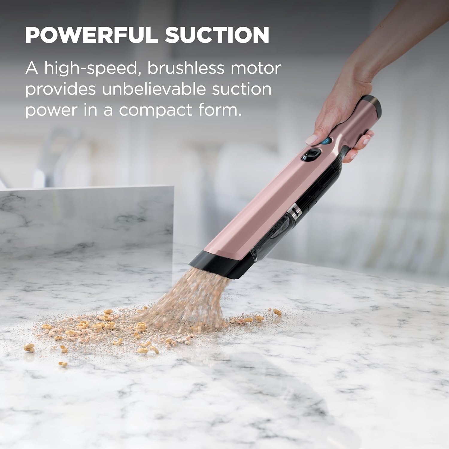 Shark WANDVAC Cordless Hand Vac, Lightweight, Portable at 1.4 lbs., Powerful Suction, Charging Dock, One-Touch Empty for Car & Home, Multi-Surface Pet Tool & Duster Crevice Tool, Rose Gold, WV201RGBRN