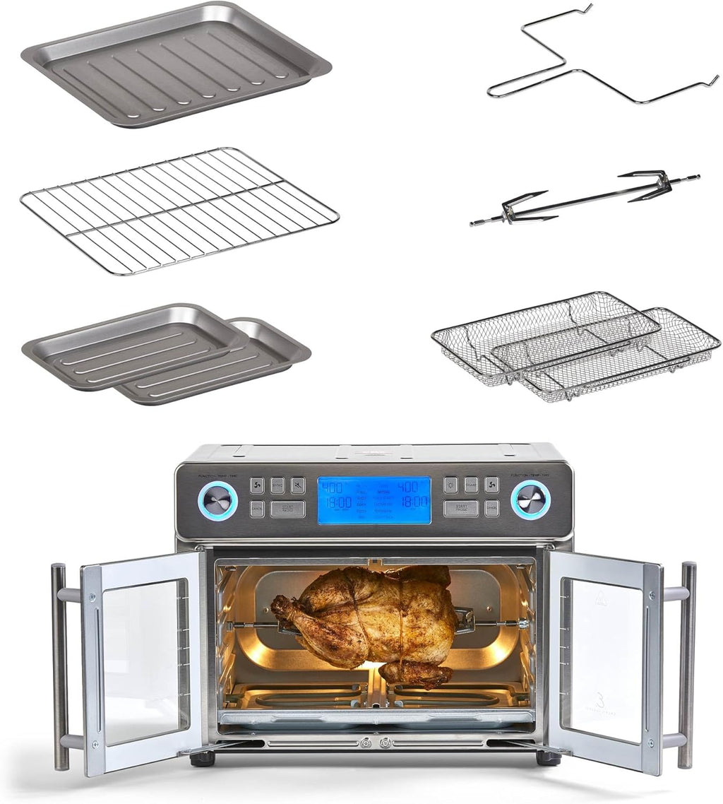 Emeril Lagasse Dual Zone 360 Air Fryer Oven Combo with French Door, 25 QT Extra Large, Cook Two Foods in Different Ways, Up to 60% Faster from Frozen to Finish