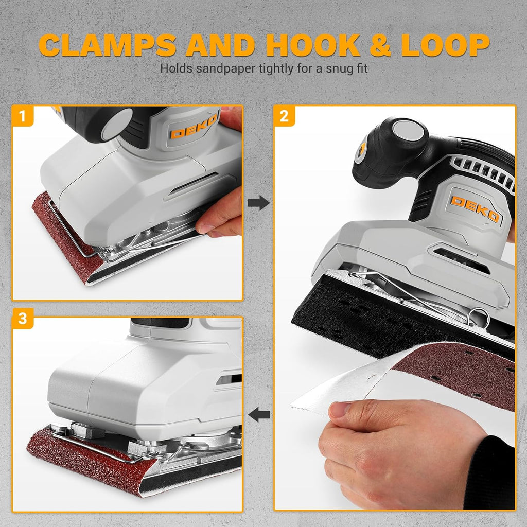 2.2 Amp 1/3 Sheet Palm Sander for Woodworking, Variable Speed up to 26,000 OPM, Corded Electric Sheet Finishing Sander with 15 pcs Sandpaper and Dust Box for Wood Polishing Sanding