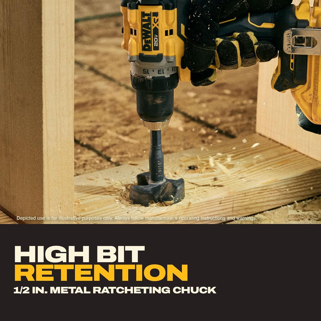 DEWALT Drill Set 20V MAX XR, 1/2 in. Brushless Cordless Drill Driver Kit With 5AH POWERSTACK Battery and Charger, LED Light, Dual Speed (DCD801H1)